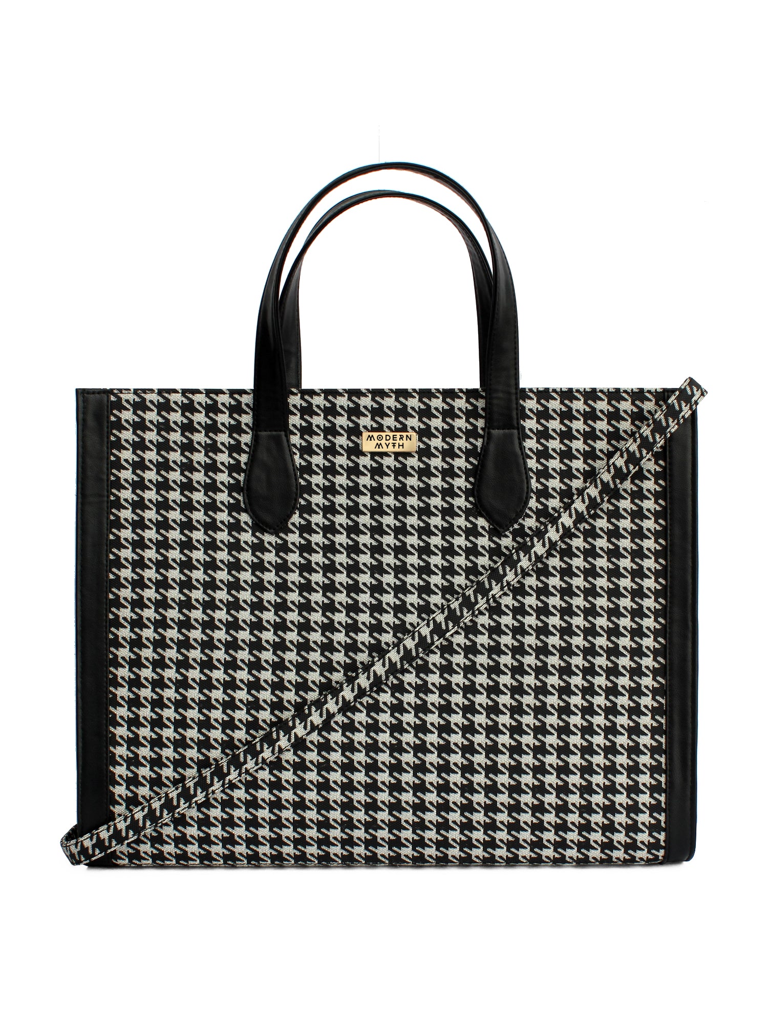 Black White Houndstooth Cosmic Tote Modern Myth