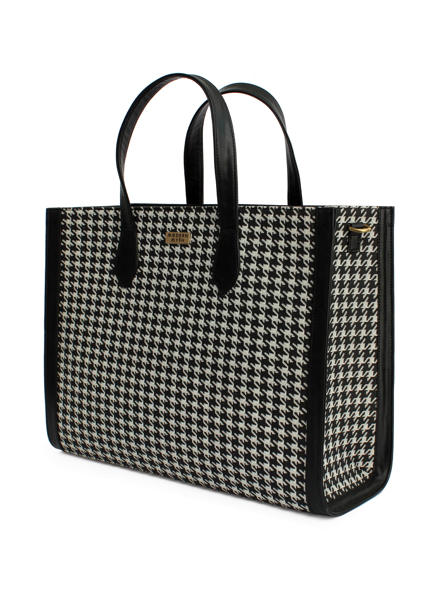 Falor Le Borse Houndstooth Tote Woven popular Small Bag Black White