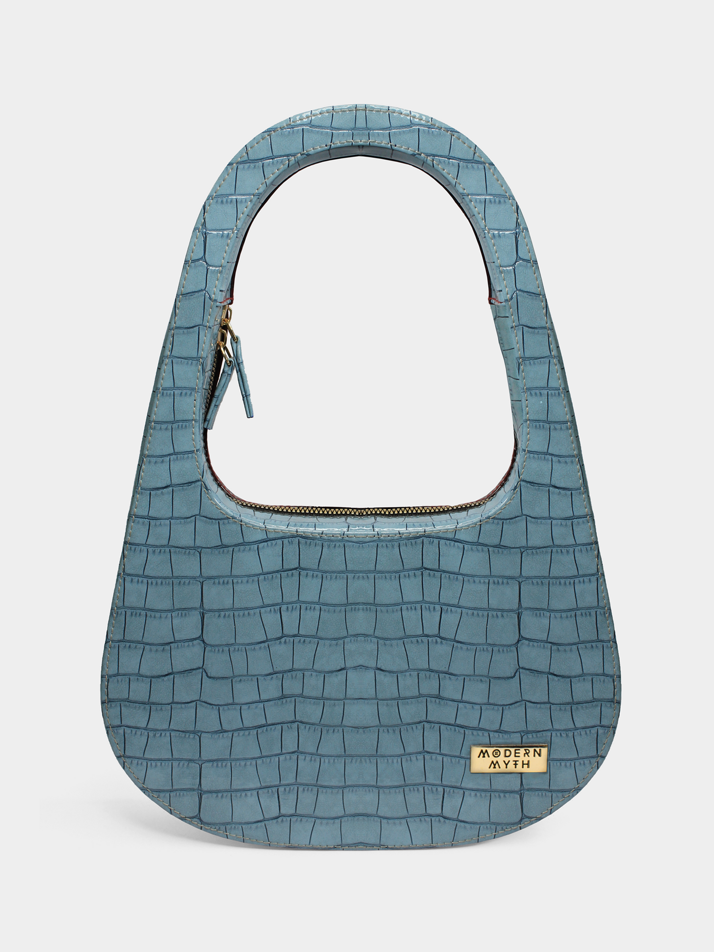 BELL Two Color Croco Finish Structured Handbag | Modern Myth