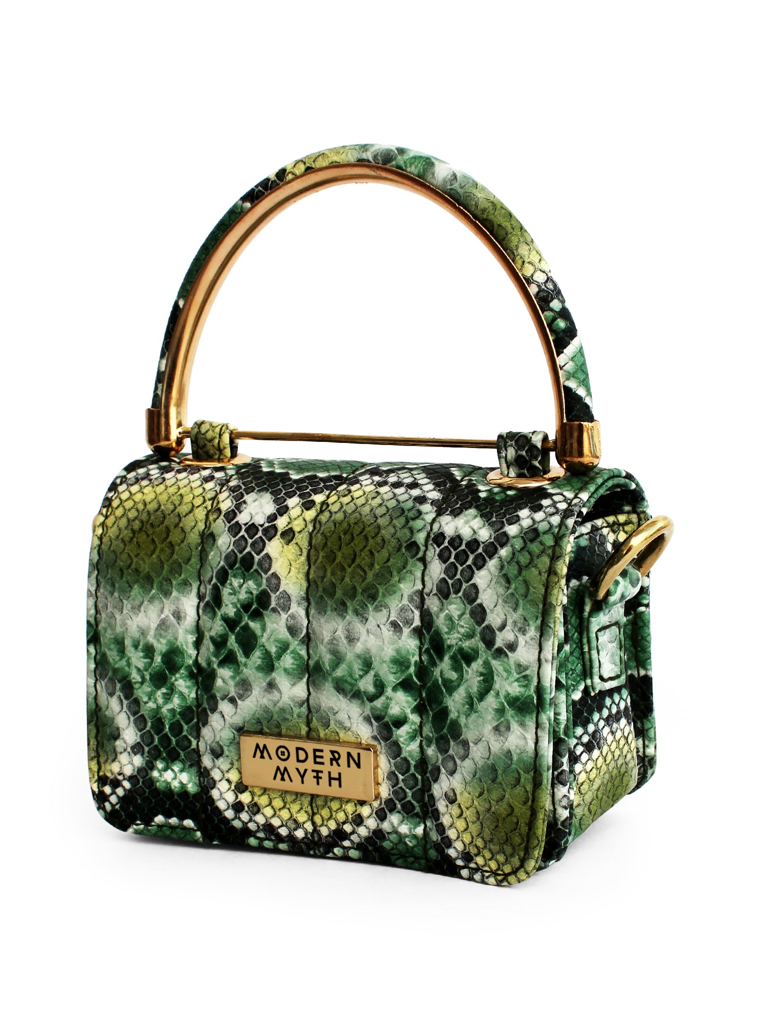 Nano Green Snake Print Mini Box Bag Modern Myth