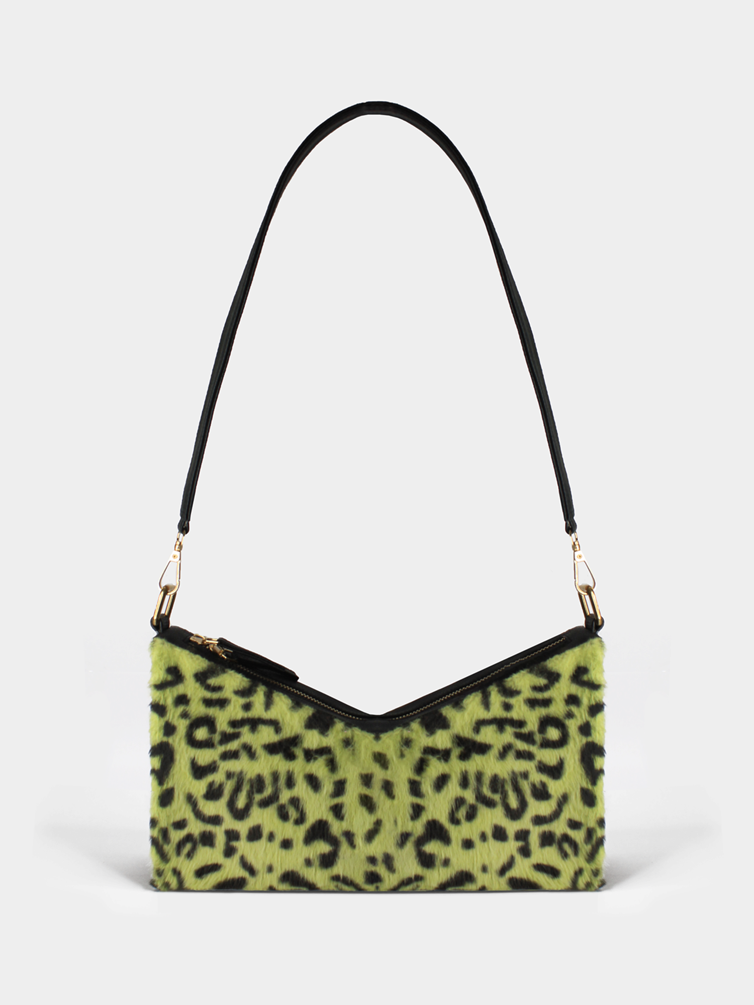 Iconic black César bag with pony-effect leopard handle - Balzac Paris