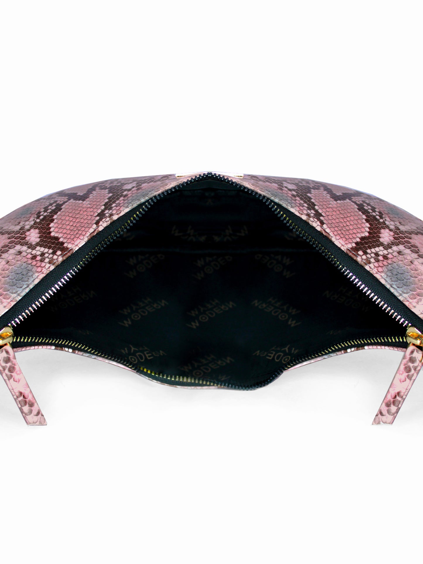 Pink Snake Print Half Moon Baguette Shoulder Bag | Modern Myth